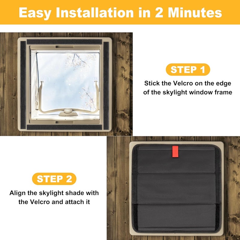 RedCall Rv Skylight Cover Insulator,Rv Vent Covers for Roof,Black Sun Blackout Fabric (16 x 16 inch),Camper Accessories for Inside - Image 4
